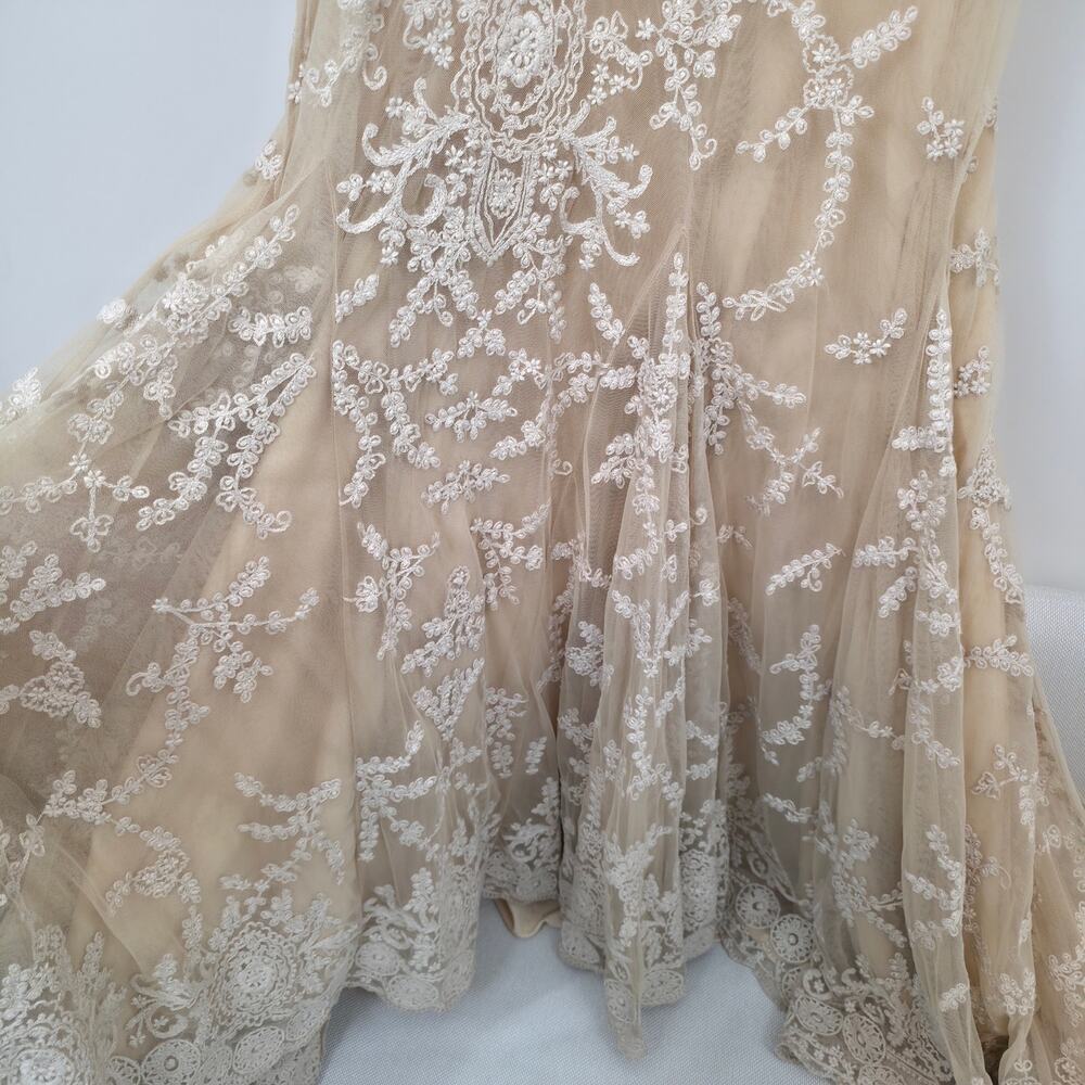 BHLDN Daisy Lace Halter Open Back Wedding Gown Champagne 10 NWT PRICE DROP - Picture 4 of 16